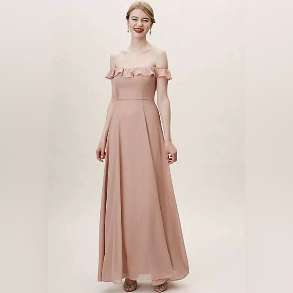 BHLDN Macau Ruffle Sleeve Apricot Bridesmaid Dress Pink Size 4 NEW NWT